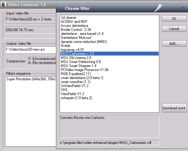 VE: add filters to clean your video as you upsize